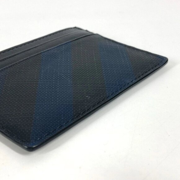 BURBERRY check Business Card Holder Pass Case Card Case Leather/PVC Navy/Black - Picture 2 of 14